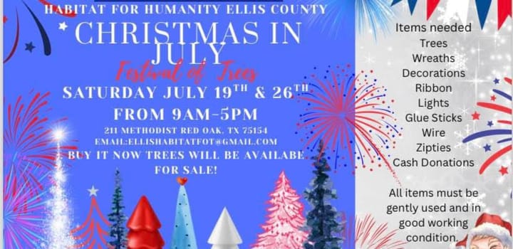 Christmas in July Festival of Trees: an early holiday shopping event July 19 and 26