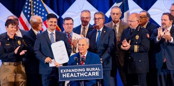A legislation-signing ceremony.