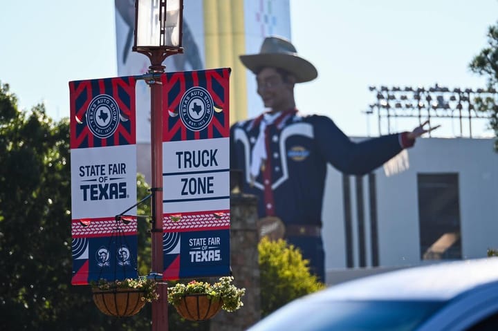 Auto show banners at the State Fair of Texas.